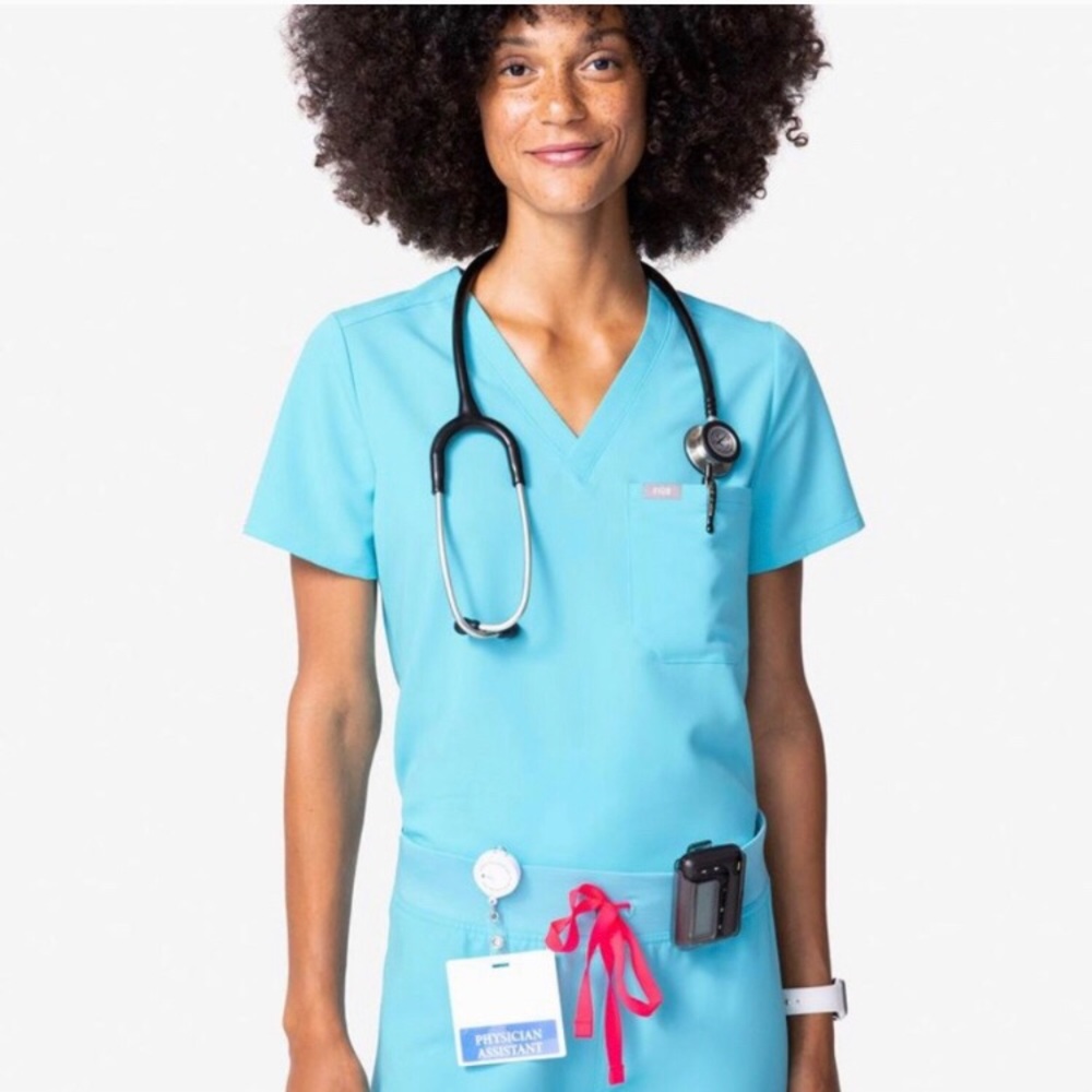 NWT XS Catarina Scrub Top XSP Yola Pants Neon Blue